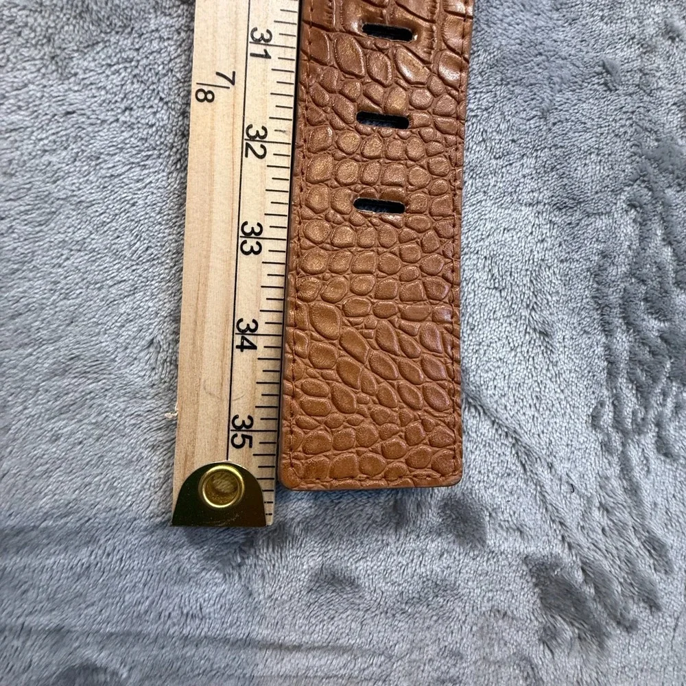 Liz Claiborne Women's Tan Stretch Woven Belt Croc Embossed Buckle Size S/M